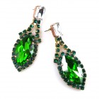 Grand Navette Earrings Pierced ~ Green Clear*