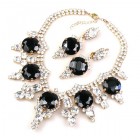 Taj Mahal Necklace Set with Earrings ~ Clear with Black