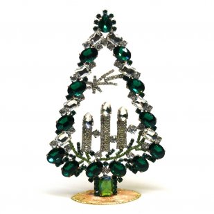 Tree with Three Candles Decoration 17cm ~ Emerald Clear*