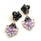 Aztec Sun Earrings Pierced ~ Violet Black