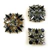 3 pc. Rhinestone Buttons Collection ~ Smoke Crystal Black
