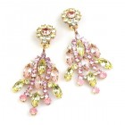 Enchanted Rhinestone Earrings Clips ~ Yellow Pink