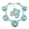 Iris Necklace Set ~ Silver Aqua Smoke Crystal