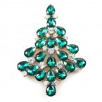 Xmas Teardrops Tree Brooch 10cm ~ Emerald Clear*