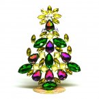 Festive Xmas Standing Tree 17cm ~ Green Vitrail Yellow*