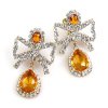 Bows Earrings Clips ~ Topaz
