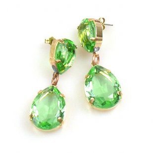 Raindrops Earrings Pierced ~ Green