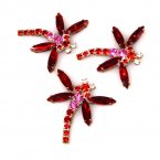 Dragonfly Rhinestone Button ~ Red*