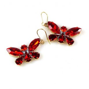 Butterflies Earrings ~ Red