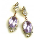 Ovals Earrings for Pierced Ears ~ Crystal Silver Violet
