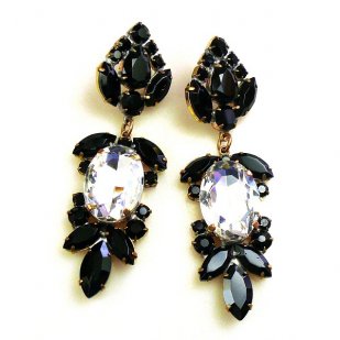 Iris Grande Pierced Earrings ~ Clear Black
