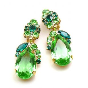 Fountain Clips-on Earrings ~ Green