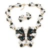 Fairy Butterfly Necklace and Earrings ~ Black with White