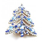 Xmas Tree Brooch #01 ~ Sapphire Crystal