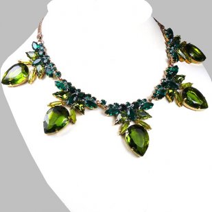 Clementine Necklace ~ Olive Green with Emerald