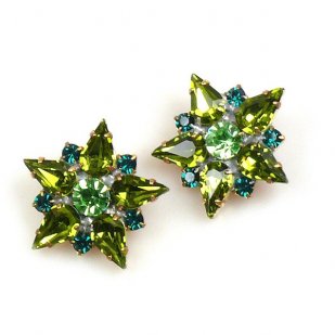 True Love Earrings Clips ~ Olive Green