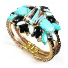 Romantick Clamper Bracelet ~ Opaque Gold Turquoise Black