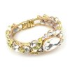Fountain Clamper Bracelet ~ Clear Crystal with Yellow