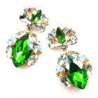 Floralie Earrings II Pierced ~ Green Clear with AB*
