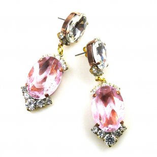 Ovals Earrings Pierced ~ Extra Pink with Clear*