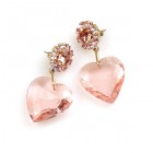 Hearts ~ Pink Dangling Valentine Earrings for Pierced Ears