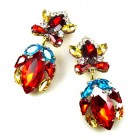 Floralie Earrings Clips ~ Red Multicolor*