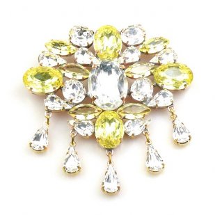 Marquis Brooch ~ Clear Crystal Yellow
