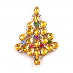 Brooch Teardrops Tree 7cm ~ Yellow Multicolor*