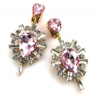 Lioness Earrings Clips ~ Clear with Pink*