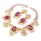 Iris Grande Necklace Set ~ Silver Fuchsia Yellow Pink