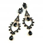 Extra Long Dangling Earrings Pierced ~ Black