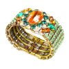 Sunnydance Clamper Bracelet ~ Green with Silver Amber