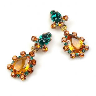 Heritage of History Earrings Clips ~ Topaz Emerald