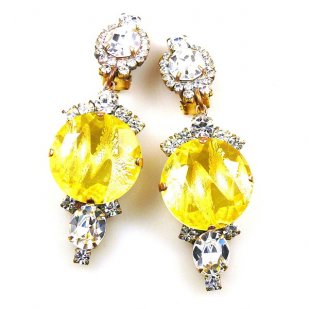Taj Mahal Earrings Clips ~ Clear with Silver Yellow