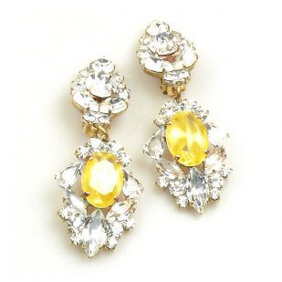 Crystal Gate Clips-on Earrings ~ Opaque Yellow