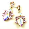 Carmen Earrings Pierced ~ Aurora Borealis with Pink*