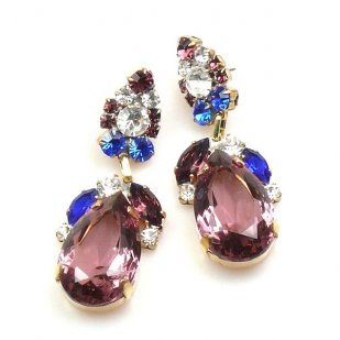 Fountain Earrings for Pierced Ears ~ Colors with Purple