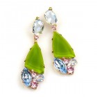 Dancing Twinkle Earrings Clips ~ Olive Sapphire Pink