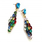 Navettes Earrings Pierced ~ Aqua Multicolor*