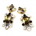 Iris Grande Clips Earrings ~ Extra Smoke with Clear and Black*