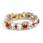 Harmony Clamper Bracelet ~ Clear Crystal with Red