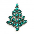 Brooch Teardrops Tree 7cm ~ Emerald*