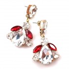 Beaute Earrings Pierced ~ Clear Crystal with Red*