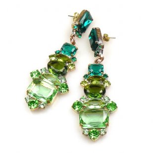 Xanthe Earrings Pierced ~ Green Olive Emerald
