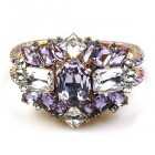 Barocco Clamper Bracelet ~ Violet with Clear Crystal