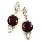 Taj Mahal Earrings Pierced ~ Clear with Silver Ruby Red