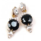 Taj Mahal Earrings Clips ~ Black with Clear Crystal