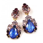Iris Earrings Clips-on ~ Silver Blue Purple