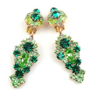 Andromeda Earrings with Clips ~ Green Emerald