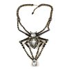 Grand Spider Necklace ~ Black with Clear Crystal